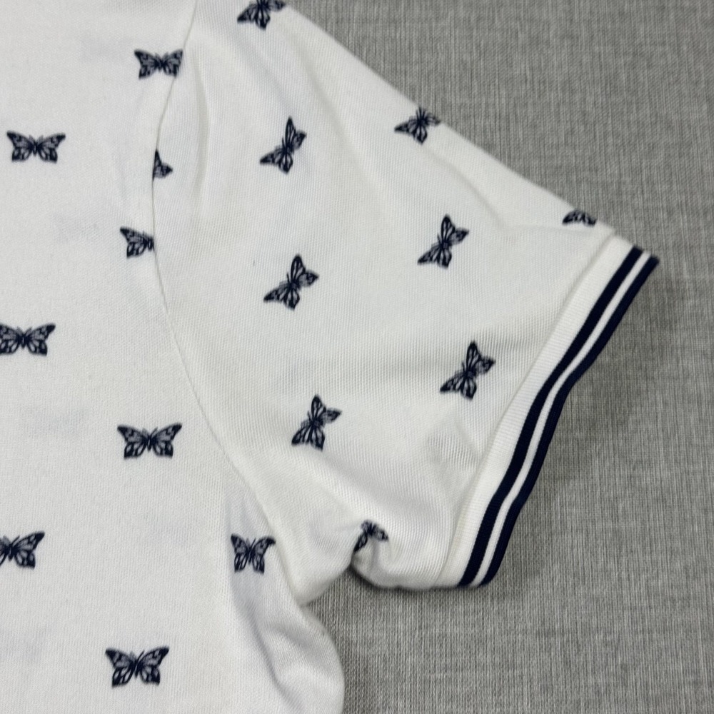 Polo Ralph Lauren Butterfly Pattern Polo Shirt Mens XL White Cotton Spandex - Picture 7 of 10
